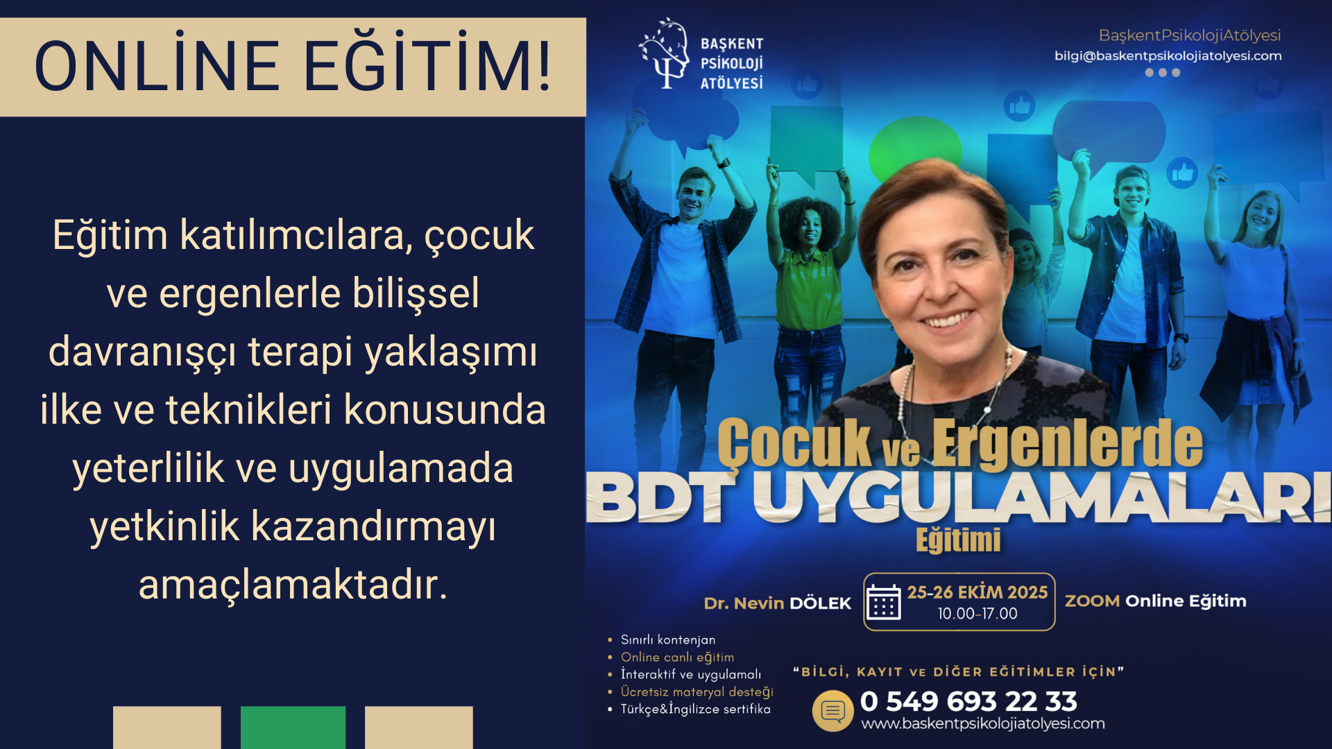 Çocuk ve Ergenlerde Bilişsel Davranışçı Terapi Uygulamaları Eğitimi